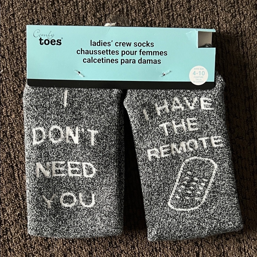 Comfy Toes I Have The Remote Don’t Need You Crew Socks Womens 4-10